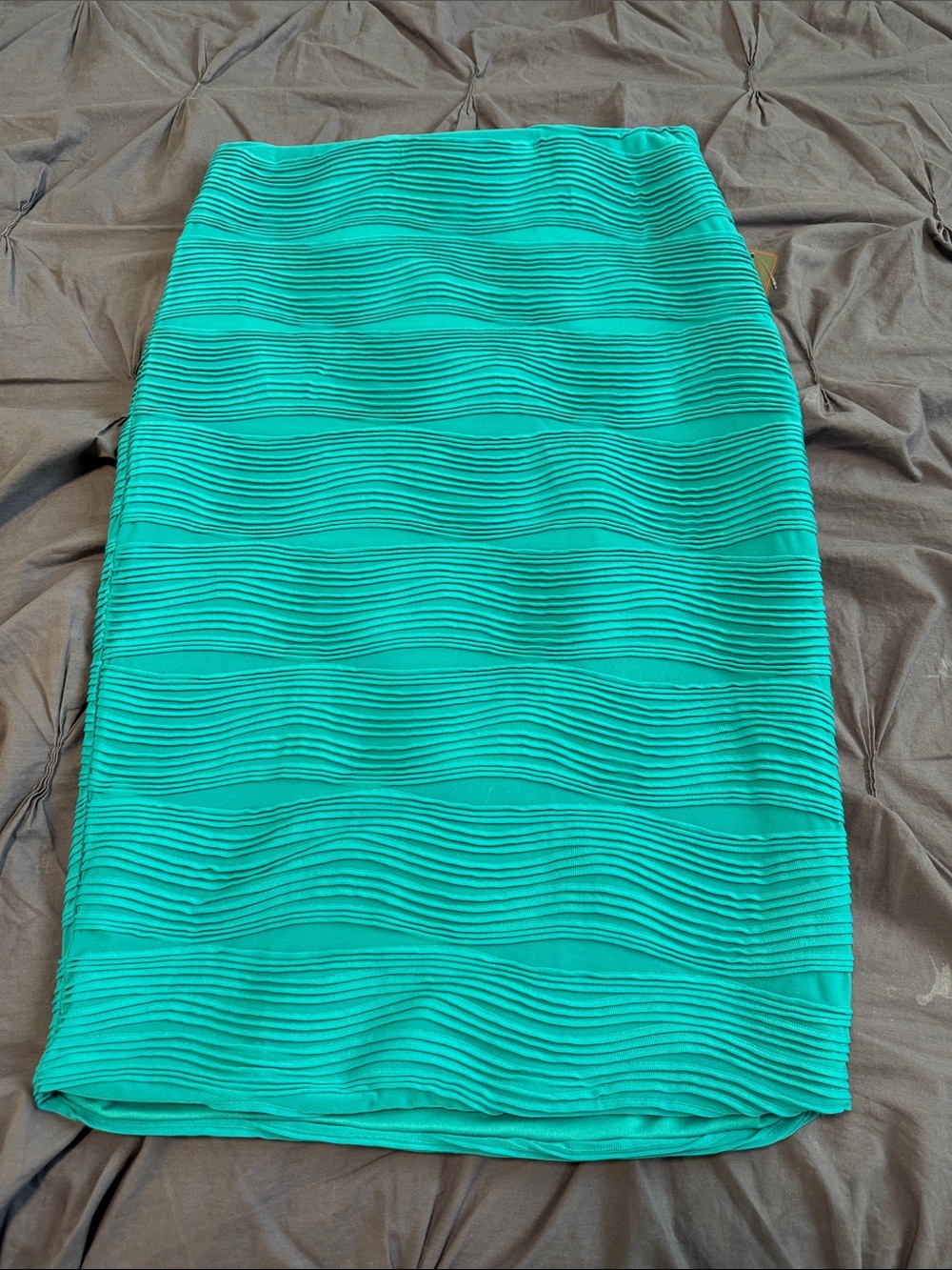 Brat Star Teal Wave-Texture Pencil Skirt